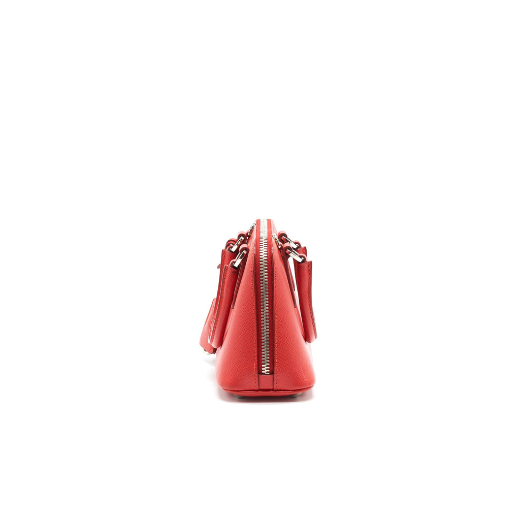 PRADA MINI PROMENADE SAFFIANO LUX LEATHER CROSSBODY BAG IN RED