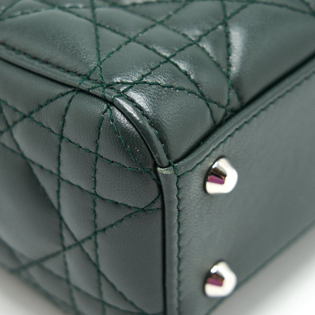 DIOR MINI LADY DIOR LAMBSKIN DARK GREEN SHW
