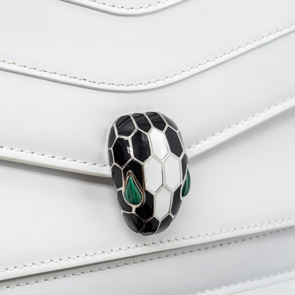 BVLGARI SERPENTI FOREVER EAST-WEST SHOULDER BAG CALFSKIN WHITE SHW