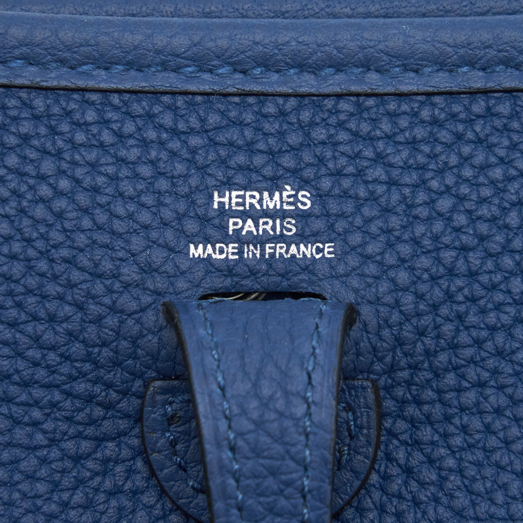 HERMES MINI EVELYNE 16 TAURILLON MAURICE DEEP BLUE/ MULTICOLOUR STRAP SHW