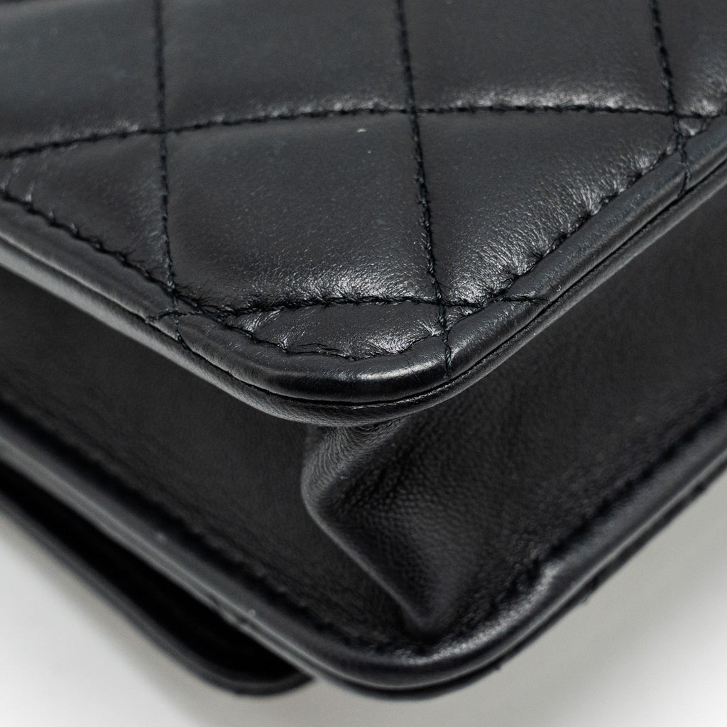 CHANEL TRENDY CC WALLET ON CHAIN LAMBSKIN BLACK LGHW (MICROCHIP)