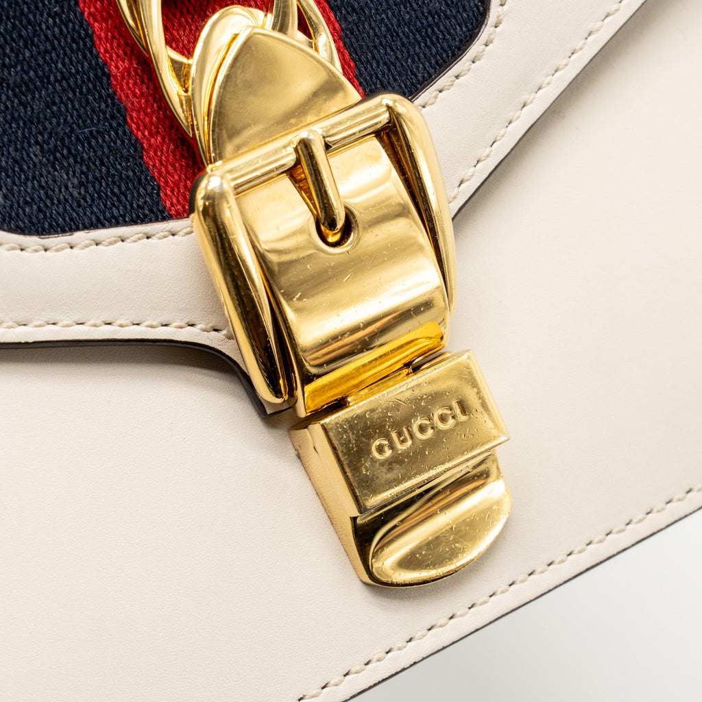 GUCCI MINI SYLVIE CHAIN BAG CALFSKIN WHITE/MULTICOLOUR GHW