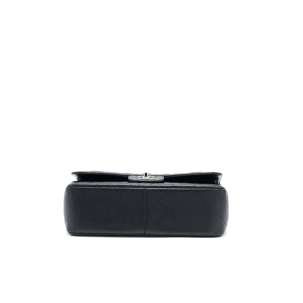 CHANEL JUMBO CLASSIC DOUBLE FLAP BAG CAVIAR BLACK SHW
