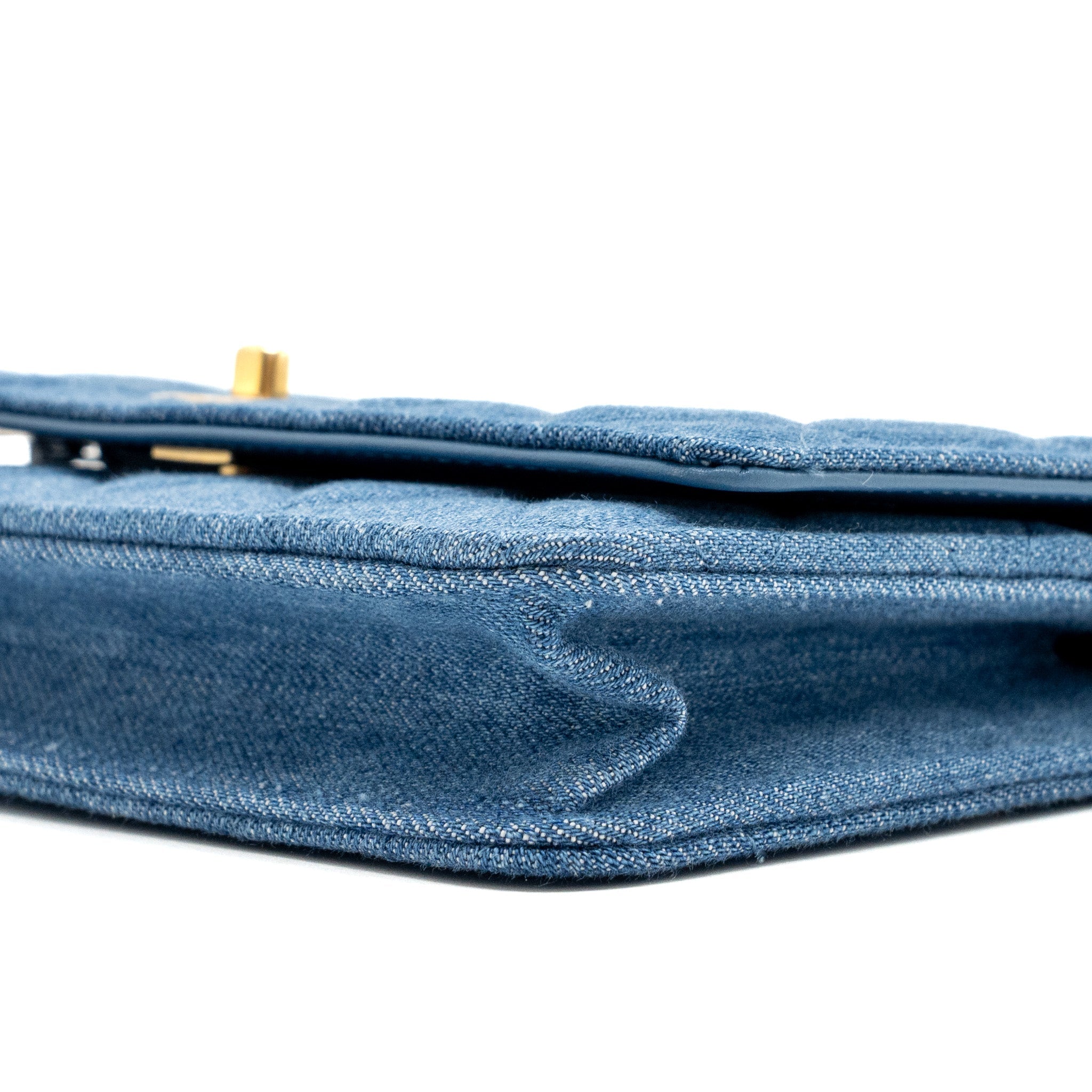 CHANEL PEARL CRUSH WALLET ON CHAIN DENIM BLUE GHW (MICROCHIP)