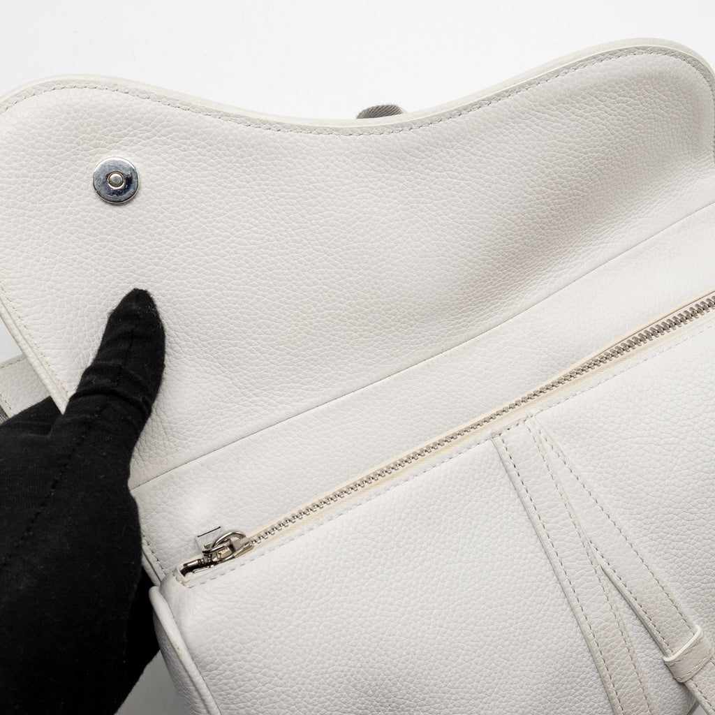 DIOR HOMME SADDLE BELT BAG CALFSKIN WHITE SHW