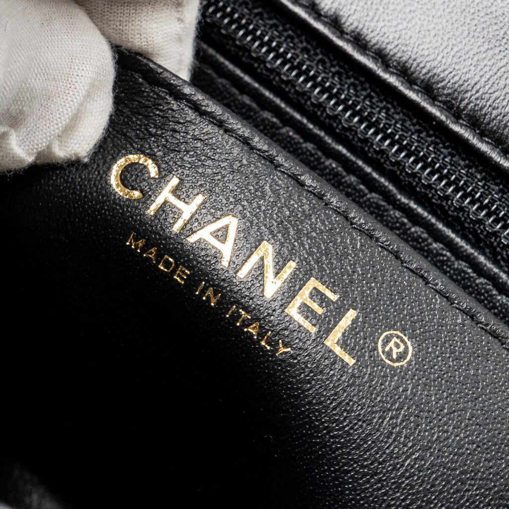 CHANEL MINI SQUARE FLAP BAG LAMBSKIN BLACK LGHW (MICROCHIP)