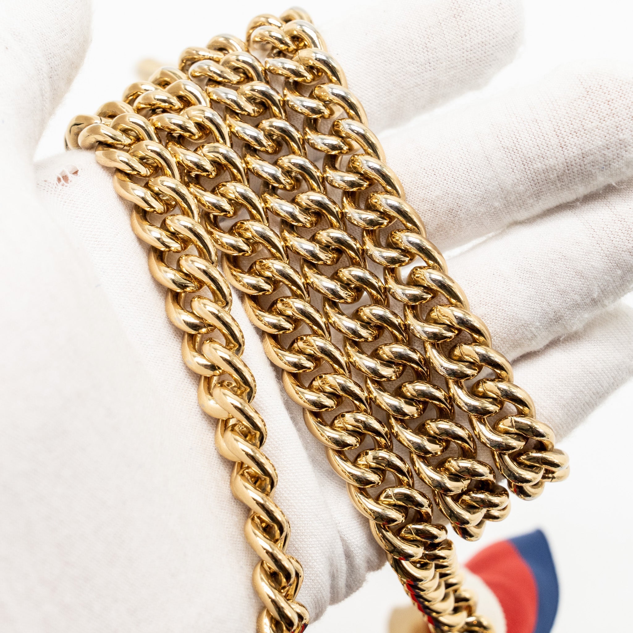 GUCCI MINI SYLVIE CHAIN BAG CALFSKIN WHITE/MULTICOLOUR GHW