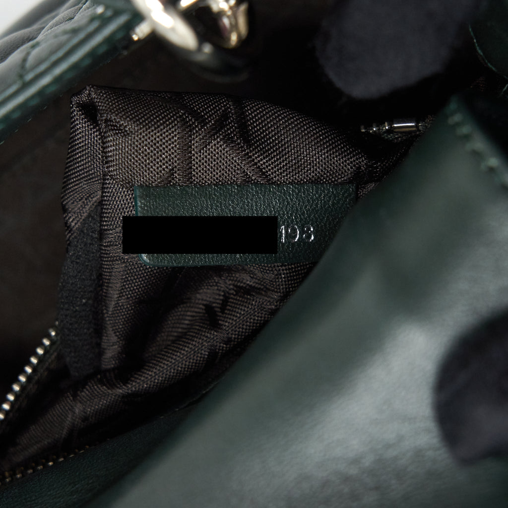 DIOR MINI LADY DIOR LAMBSKIN DARK GREEN SHW