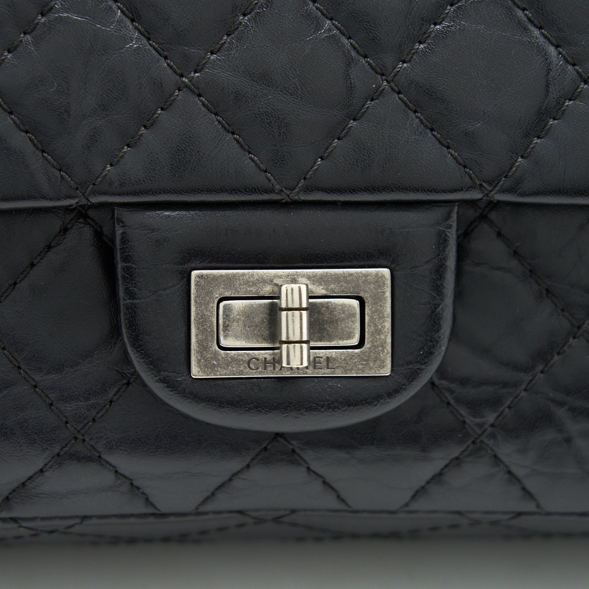 CHANEL REISSUE 2.55 DOUBLE FLAP BAG CALFSKIN BLACK SHW
