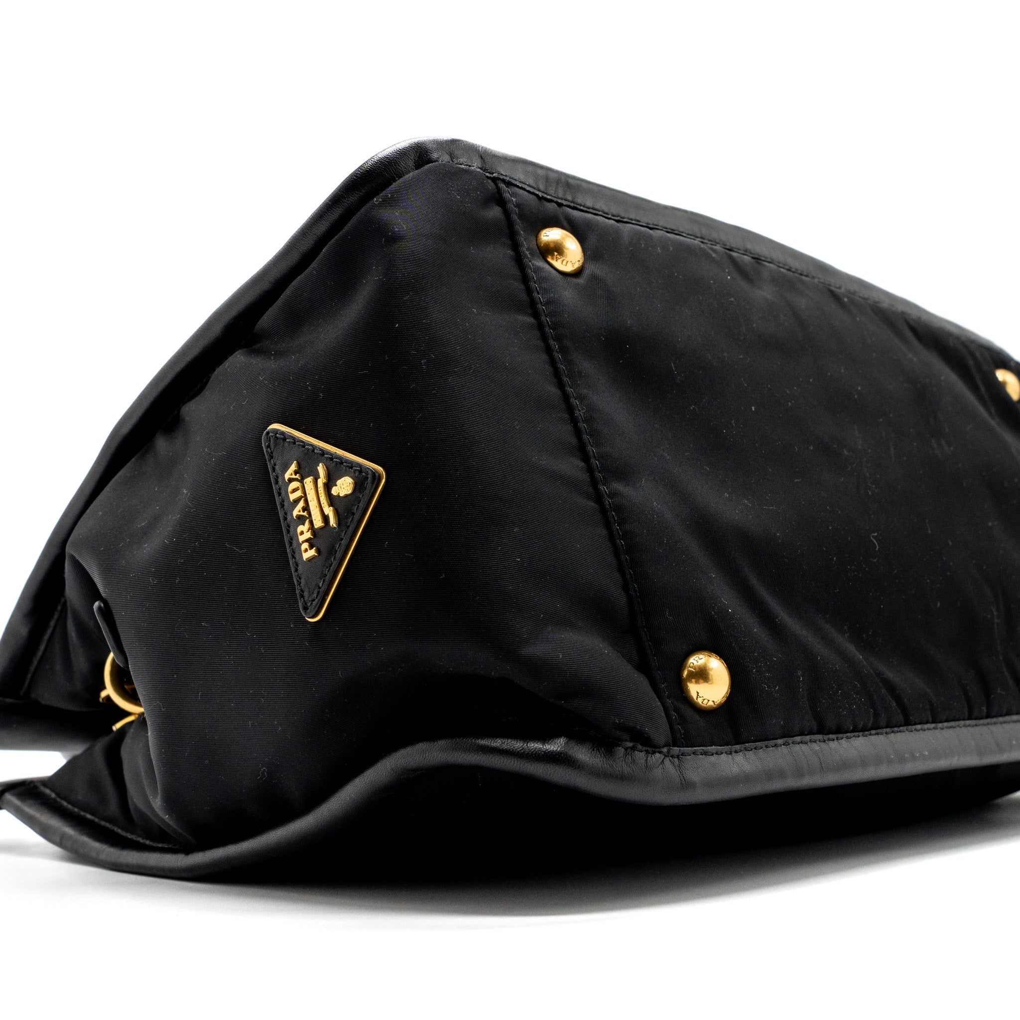 PRADA TOTE BAG NYLON / LEATHER BLACK GHW