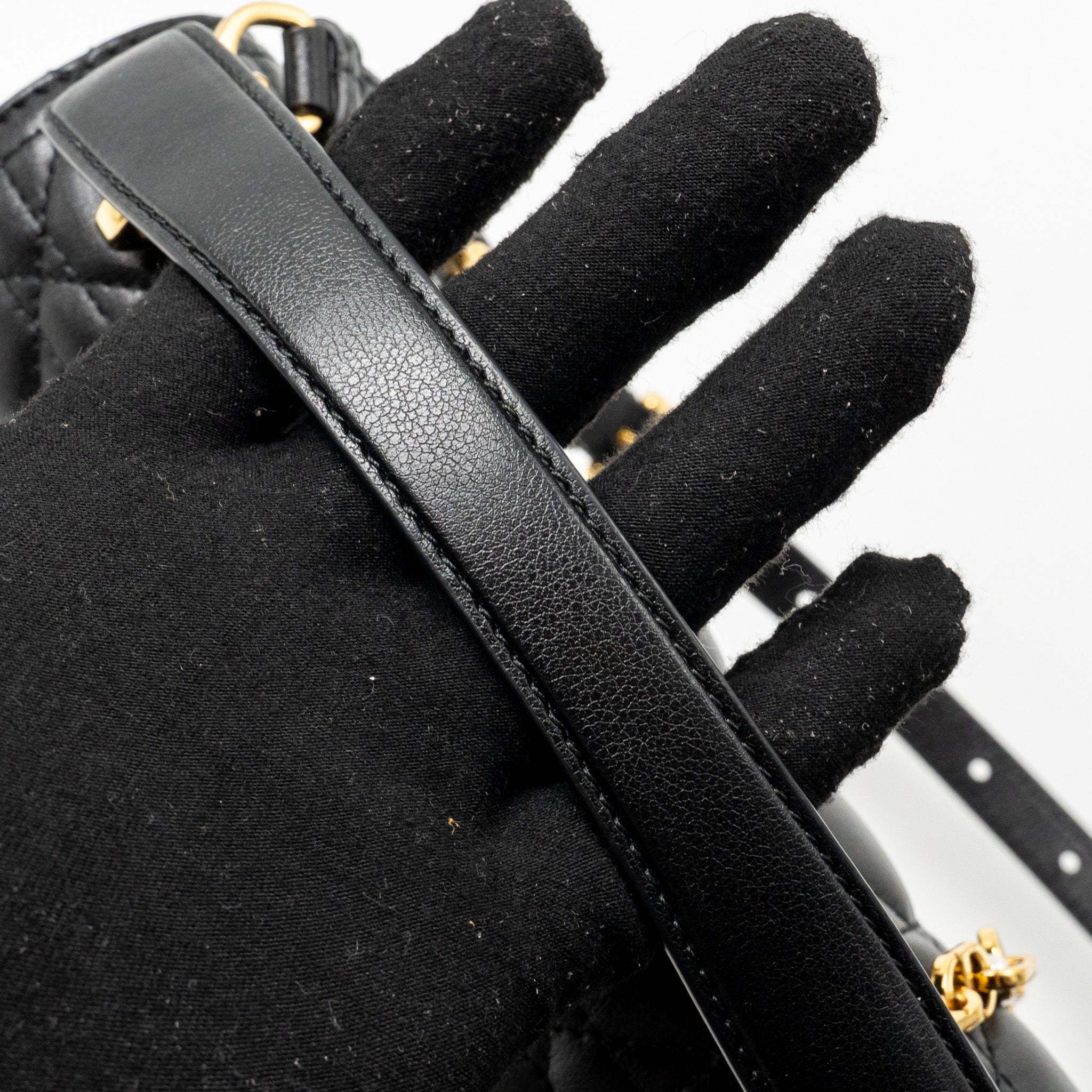 DIOR SMALL DIOR JOLIE TOP HANDLE BAG CANNAGE CALFSKIN BLACK GHW