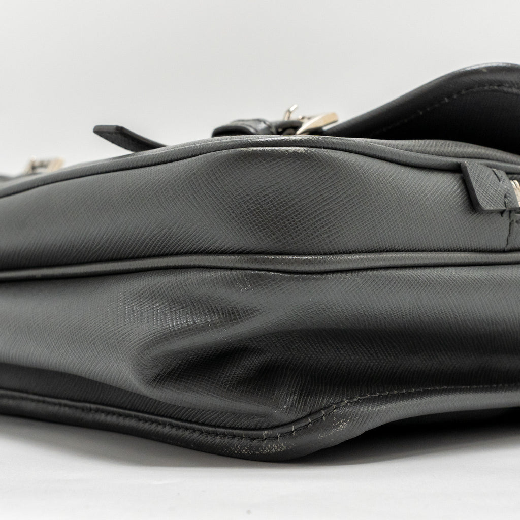 PRADA FLAP MESSANGER BAG CAVIAR GREY SHW