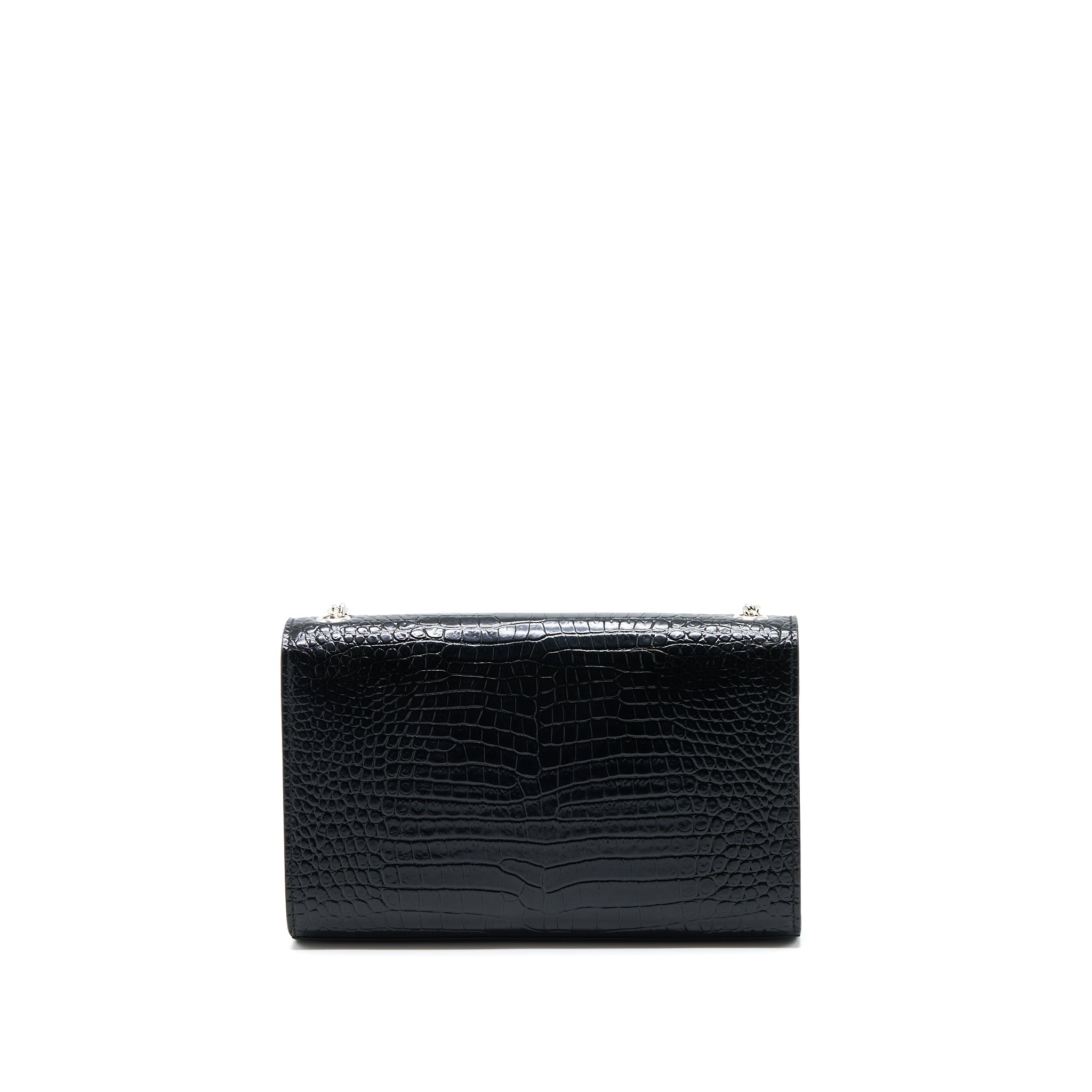 SAINT LAURENT KATE WITH TASSEL CHAIN BAG CROC EMBOSSED CALFSKIN BLACK SHW