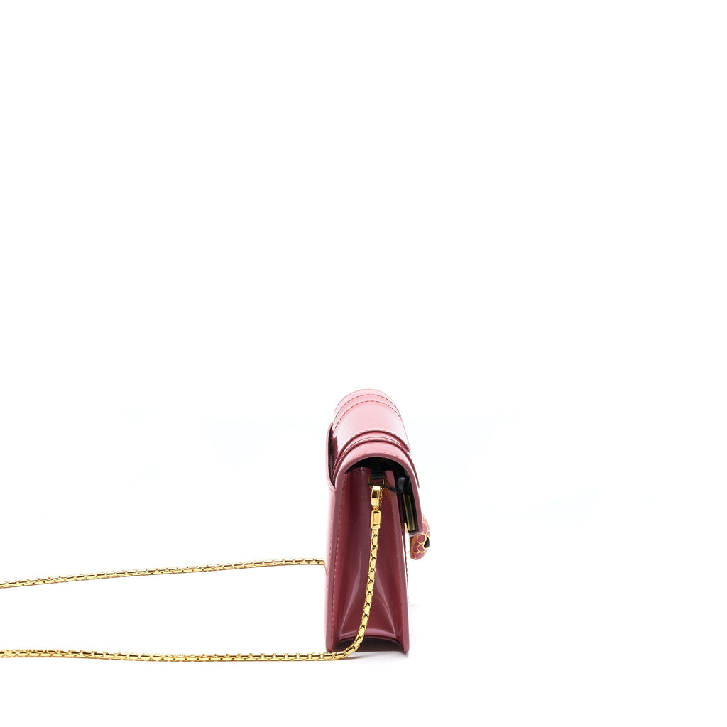 BVLGARI SERPENTI FOREVER CHAIN WALLET PATENT DARK PINK