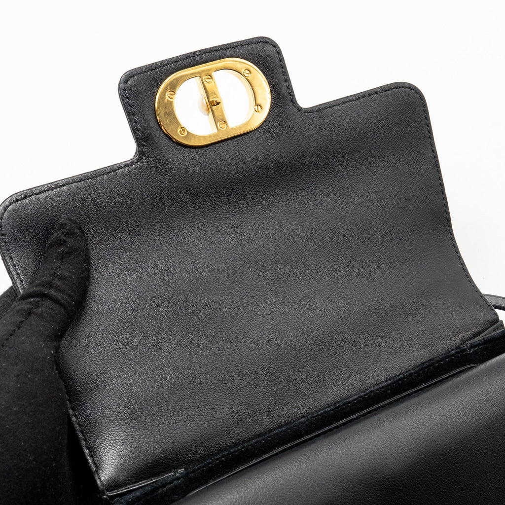 DIOR SMALL DIOR JOLIE TOP HANDLE BAG CANNAGE CALFSKIN BLACK GHW
