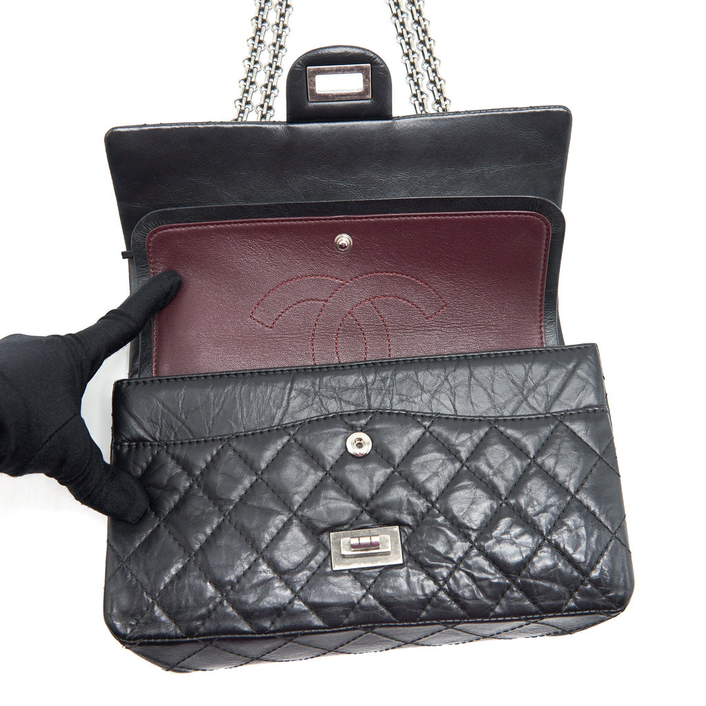 CHANEL REISSUE 2.55 DOUBLE FLAP BAG CALFSKIN BLACK SHW