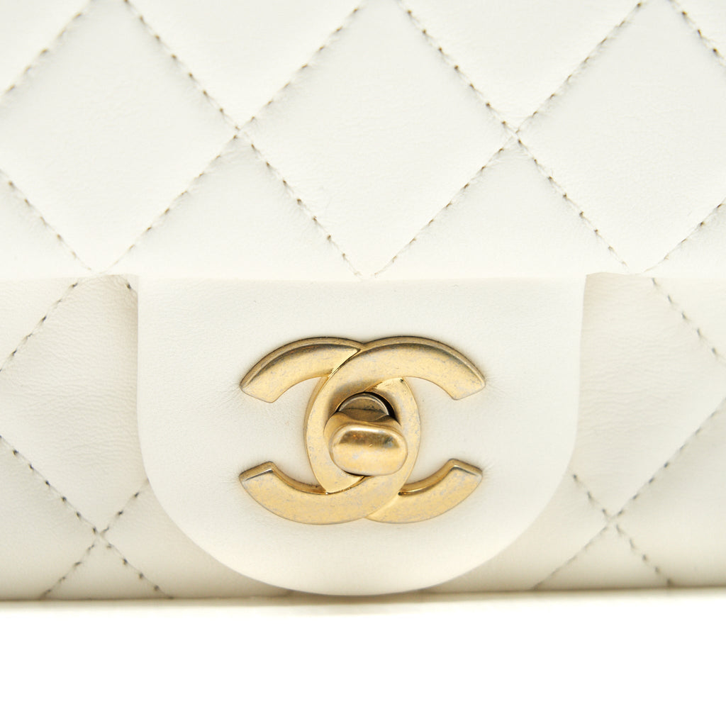 CHANEL PEARL CRUSH MINI SQUARE FLAP BAG WHITE GHW
