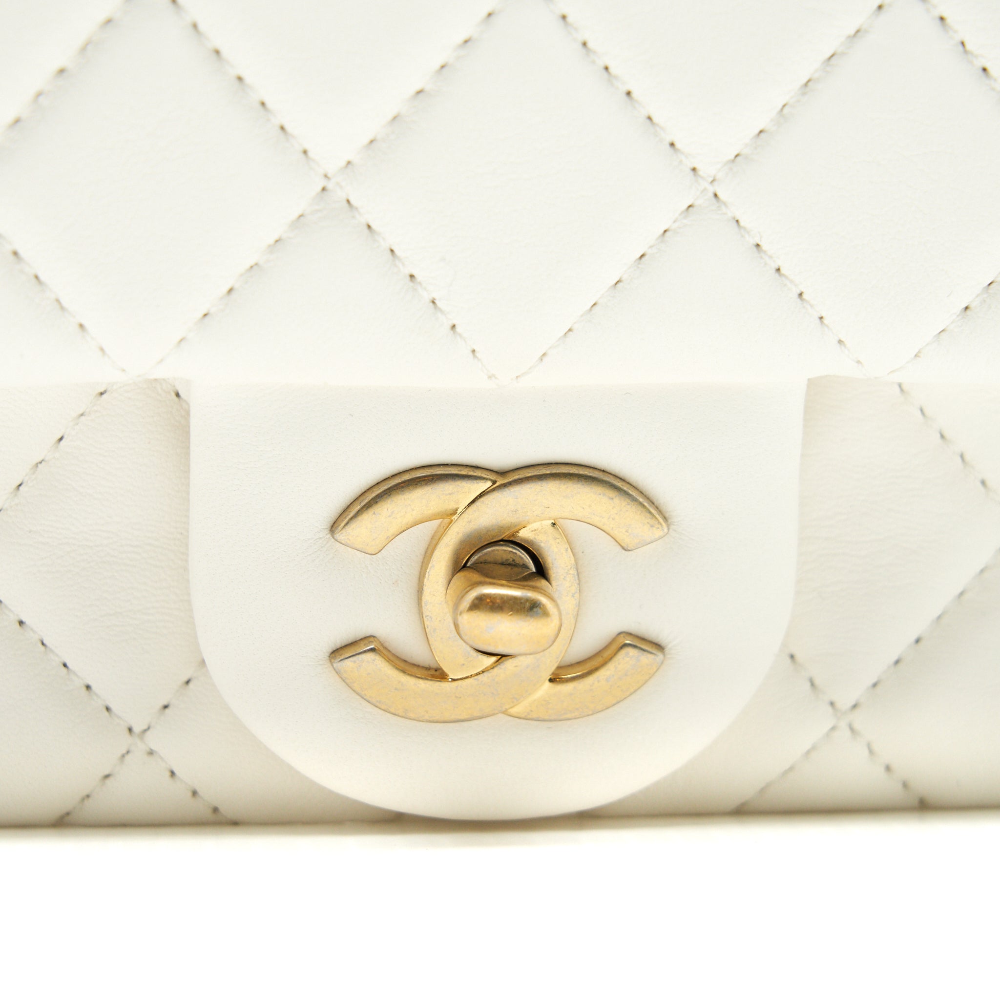 CHANEL PEARL CRUSH MINI SQUARE FLAP BAG WHITE GHW