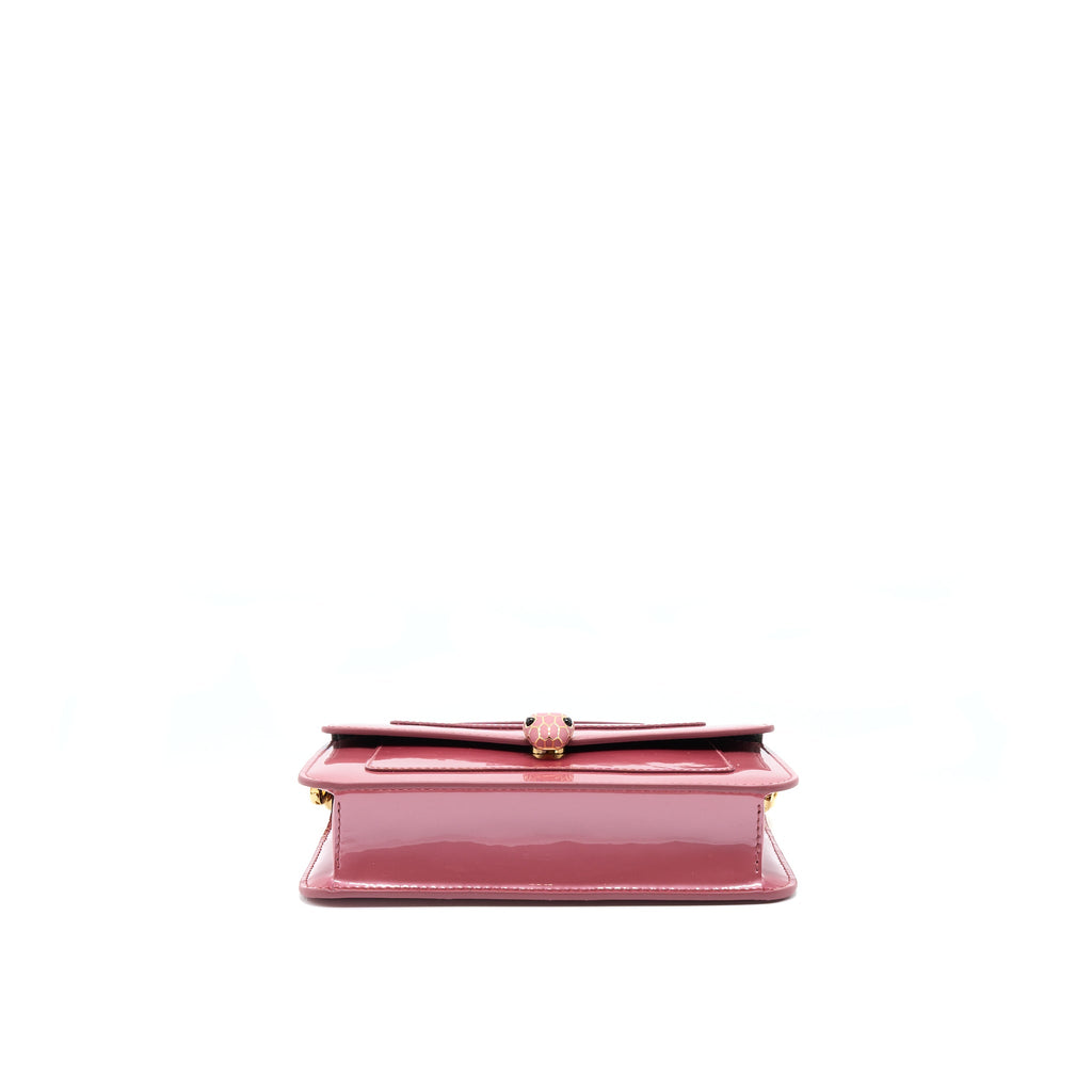 BVLGARI SERPENTI FOREVER CHAIN WALLET PATENT DARK PINK