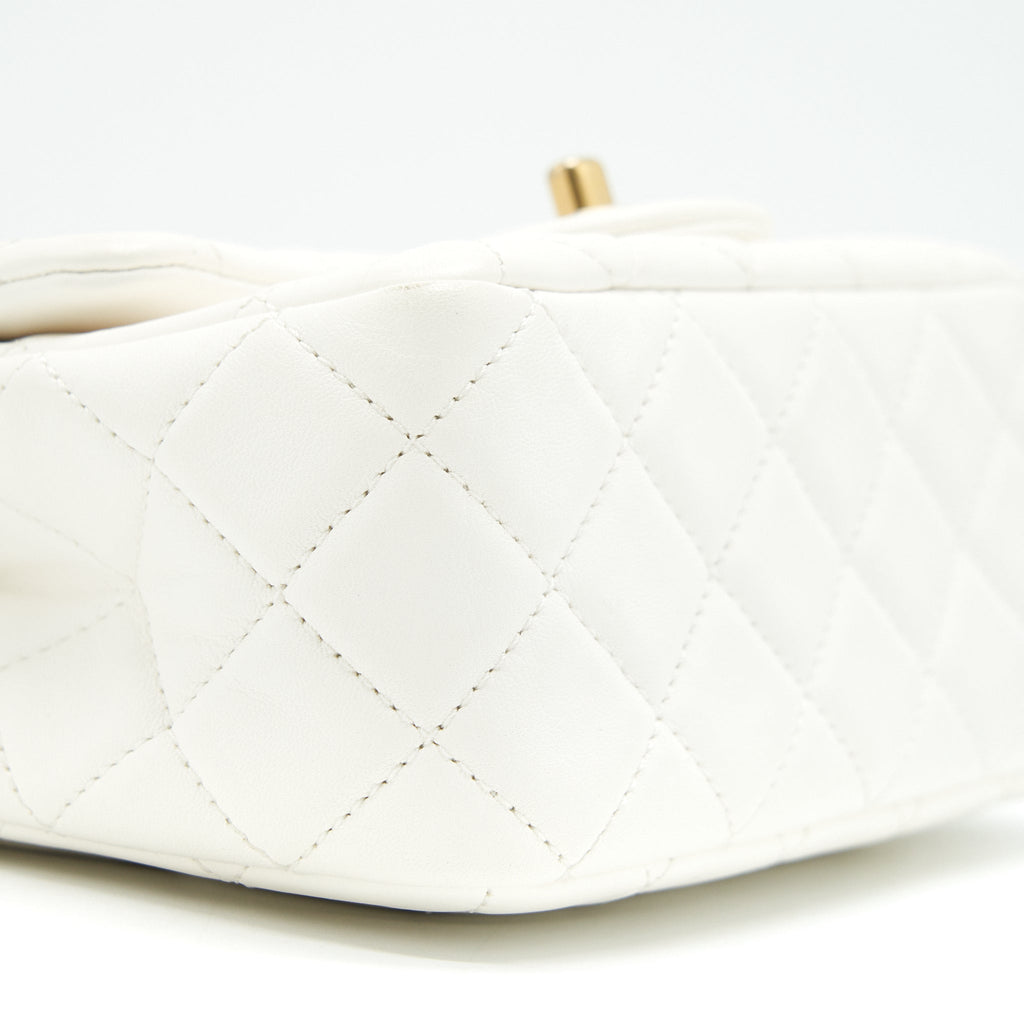 CHANEL PEARL CRUSH MINI SQUARE FLAP BAG WHITE GHW