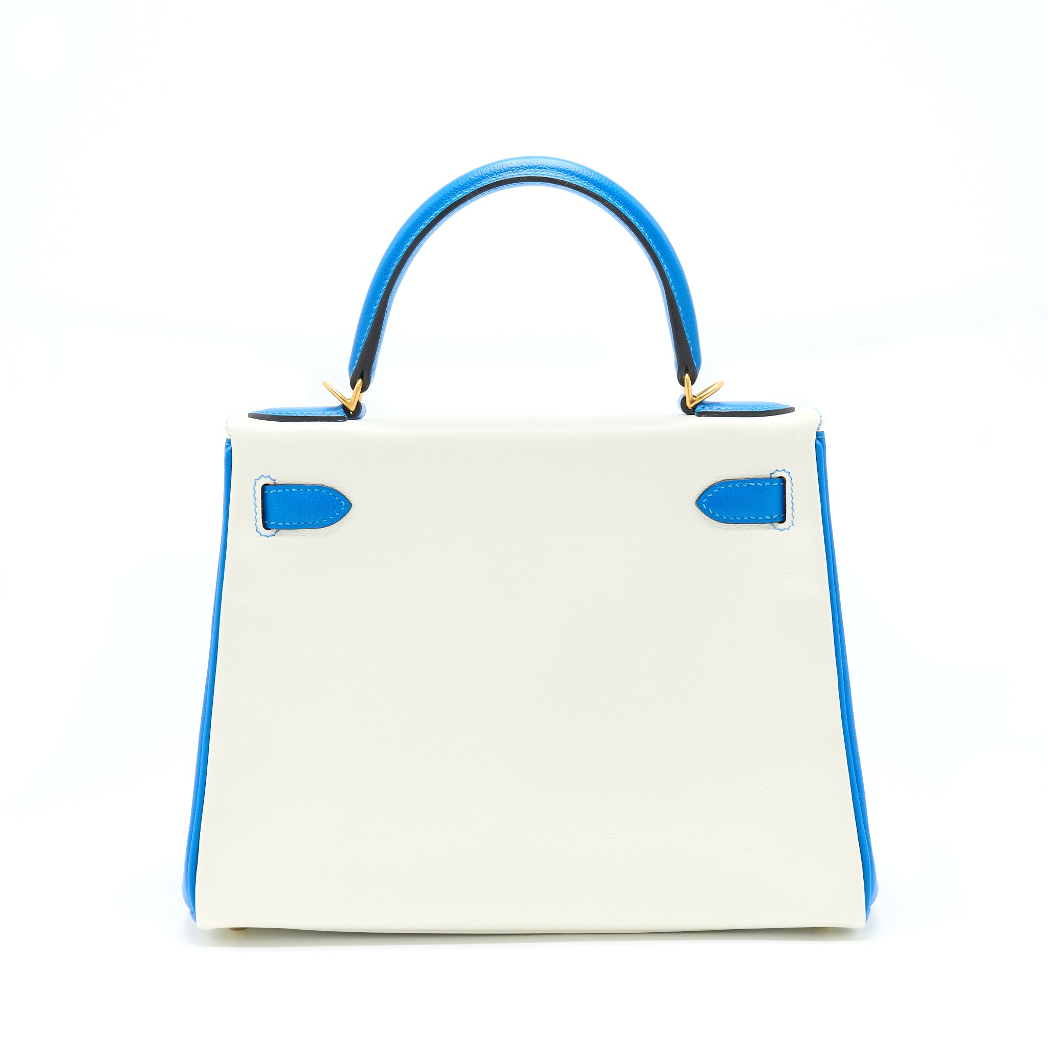 HERMES KELLY 28 SPECIAL ORDER EVERCOLOR BLANC/MYKONO BRUSHED GOLD HARDWARE