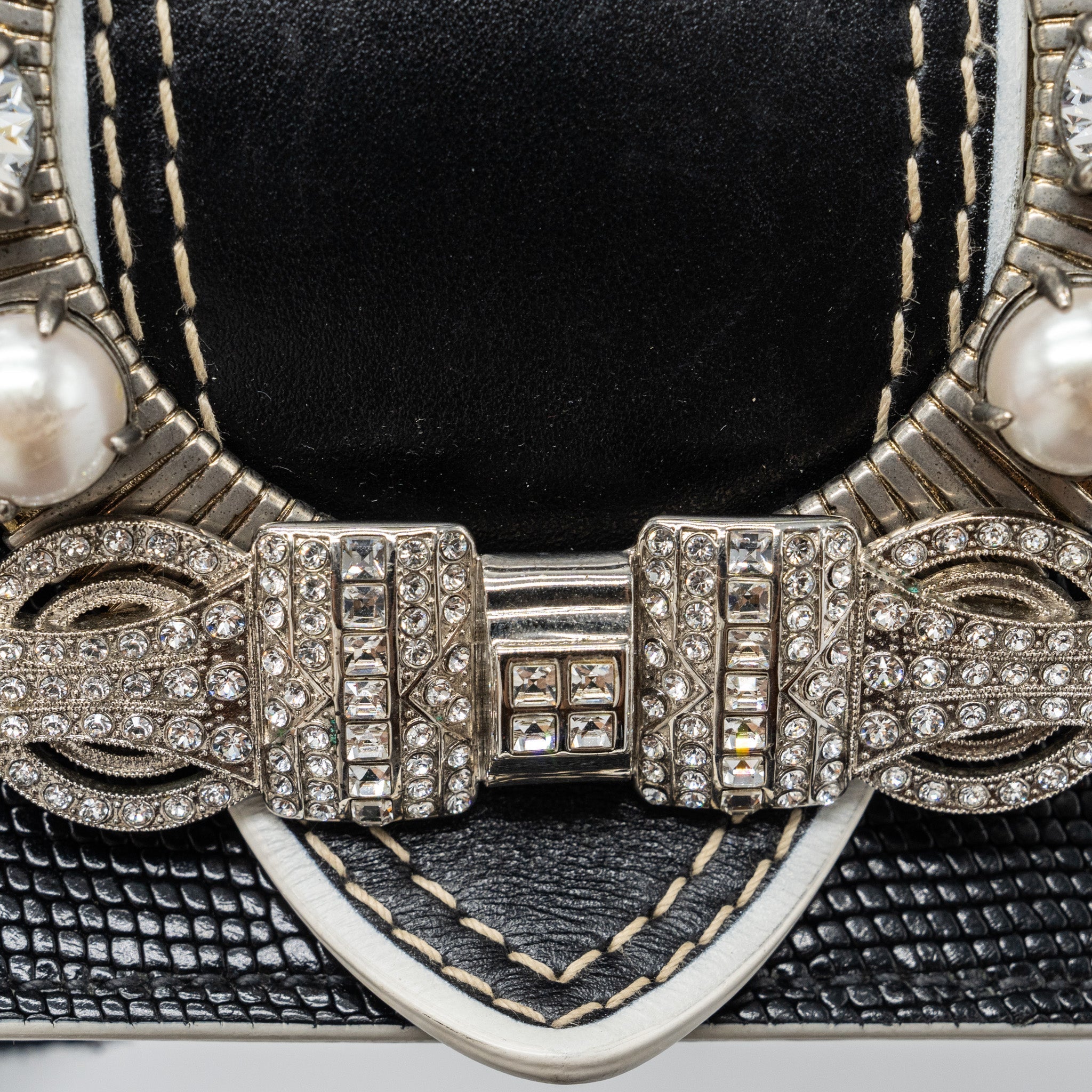 MIU MIU ST.LUCERTOLA EMBOSSED LEATHER BLACK SHW