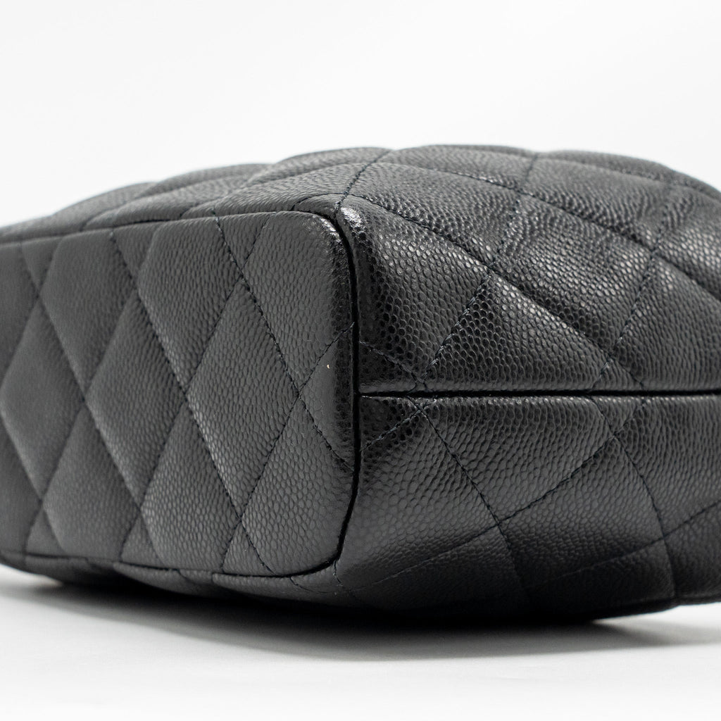 CHANEL QUILTED HOBO BAG WITH CHAIN CAVIAR BLACK LGHW (MICROCHIP)