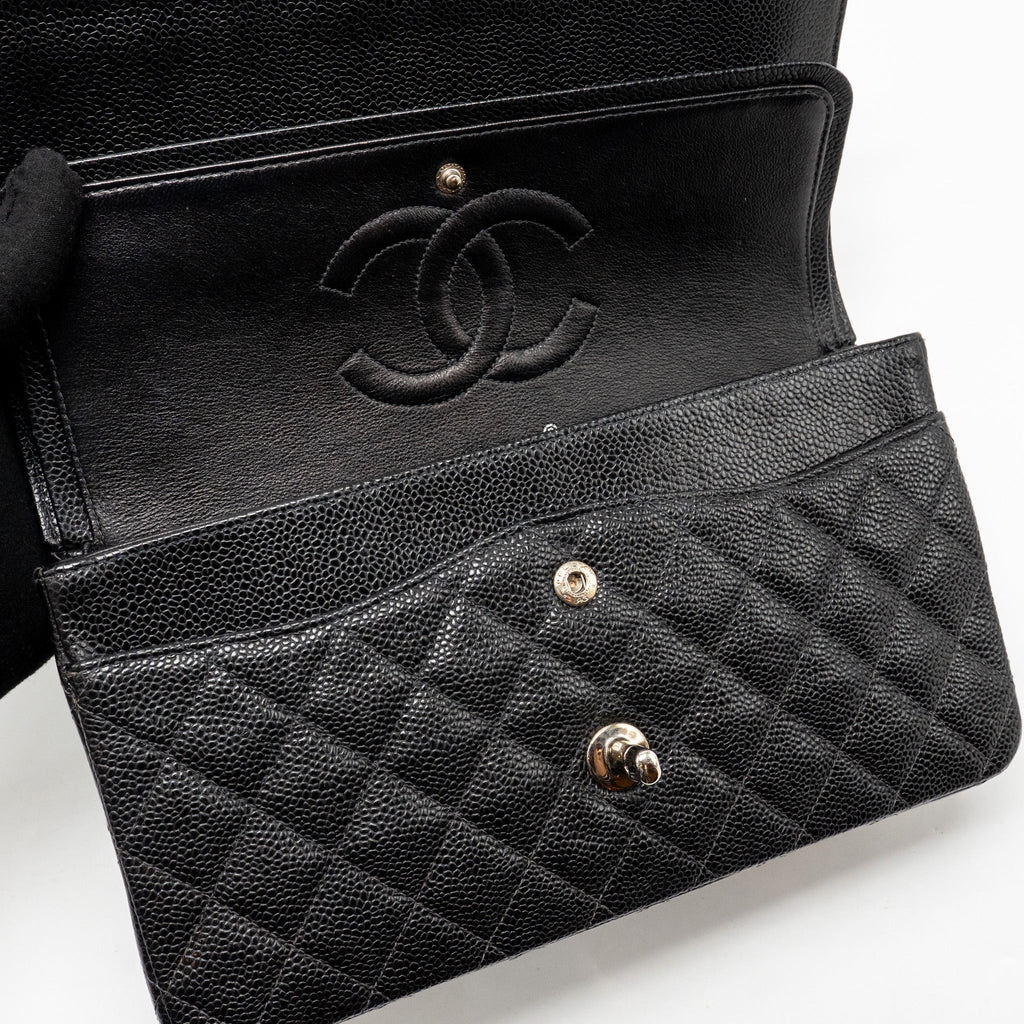 CHANEL MEDIUM CLASSIC DOUBLE FLAP BAG CAVIAR BLACK SHW