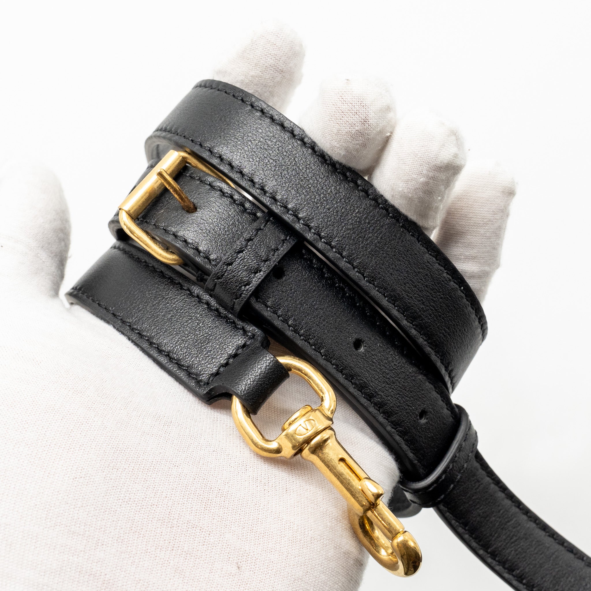VALENTINO SMALL V LOGO CROSSBODY BAG CALFSKIN BLACK GHW