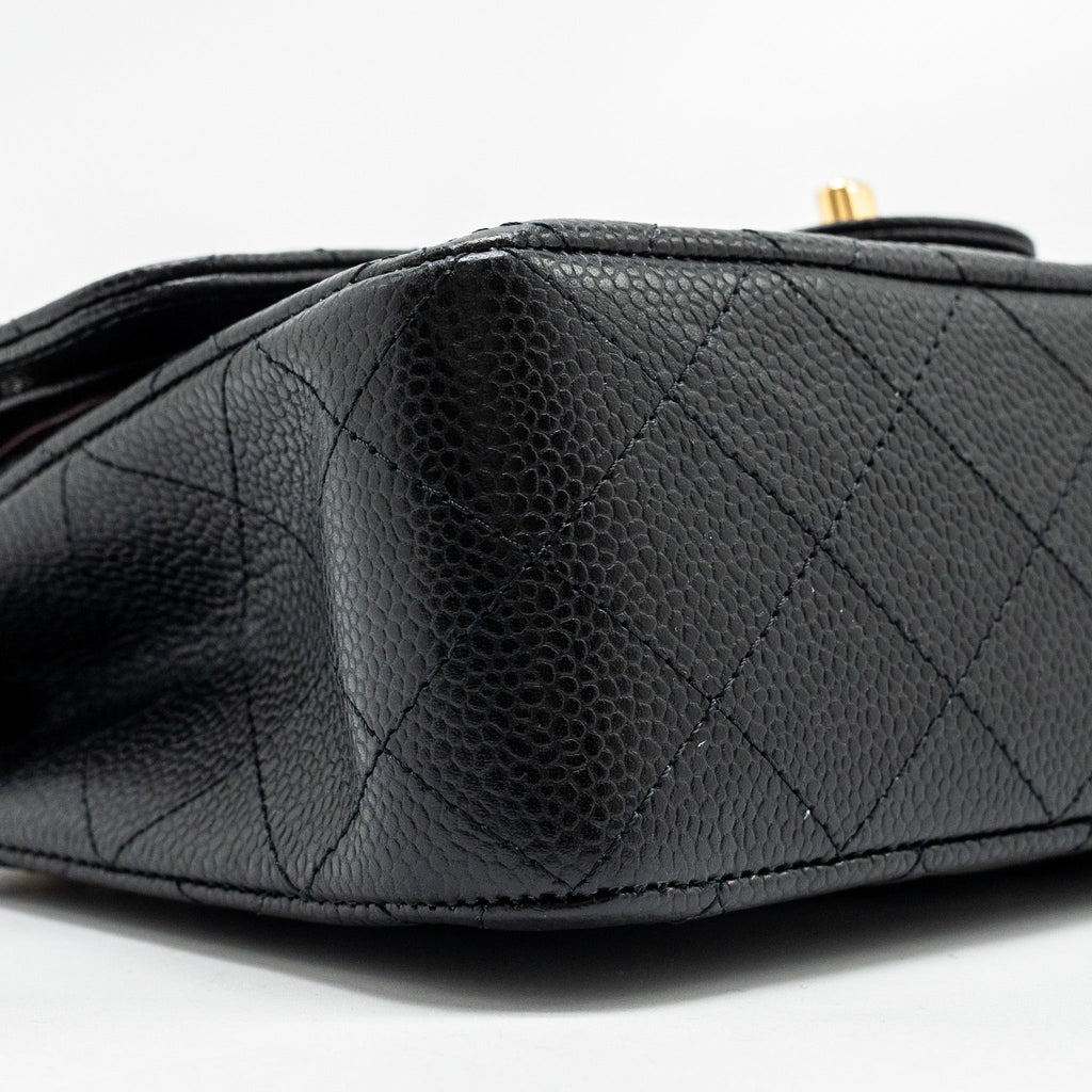 CHANEL SMALL CLASSIC DOUBLE FLAP BAG CAVIAR BLACK GHW(MICROCHIP)