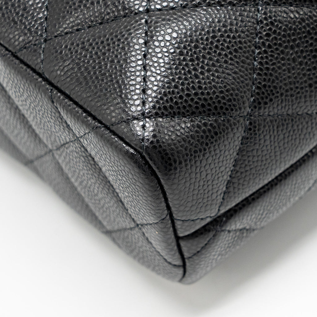 CHANEL QUILTED HOBO BAG WITH CHAIN CAVIAR BLACK LGHW (MICROCHIP)