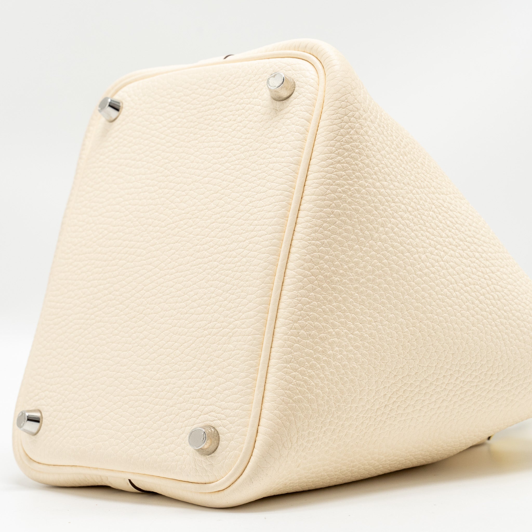 HERMES PICOTIN 18 LOCK BAG CLEMENCE/OSTRICH HANDLE NATA/JAUNE CITRON SHW