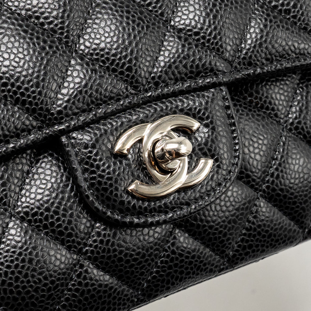 CHANEL MEDIUM CLASSIC DOUBLE FLAP BAG CAVIAR BLACK SHW
