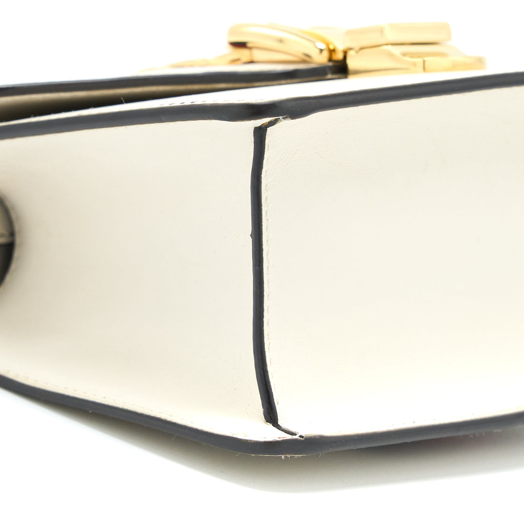 GUCCI MINI TOP HANDLE SYLVIE BAG CALFSKIN WHITE GHW