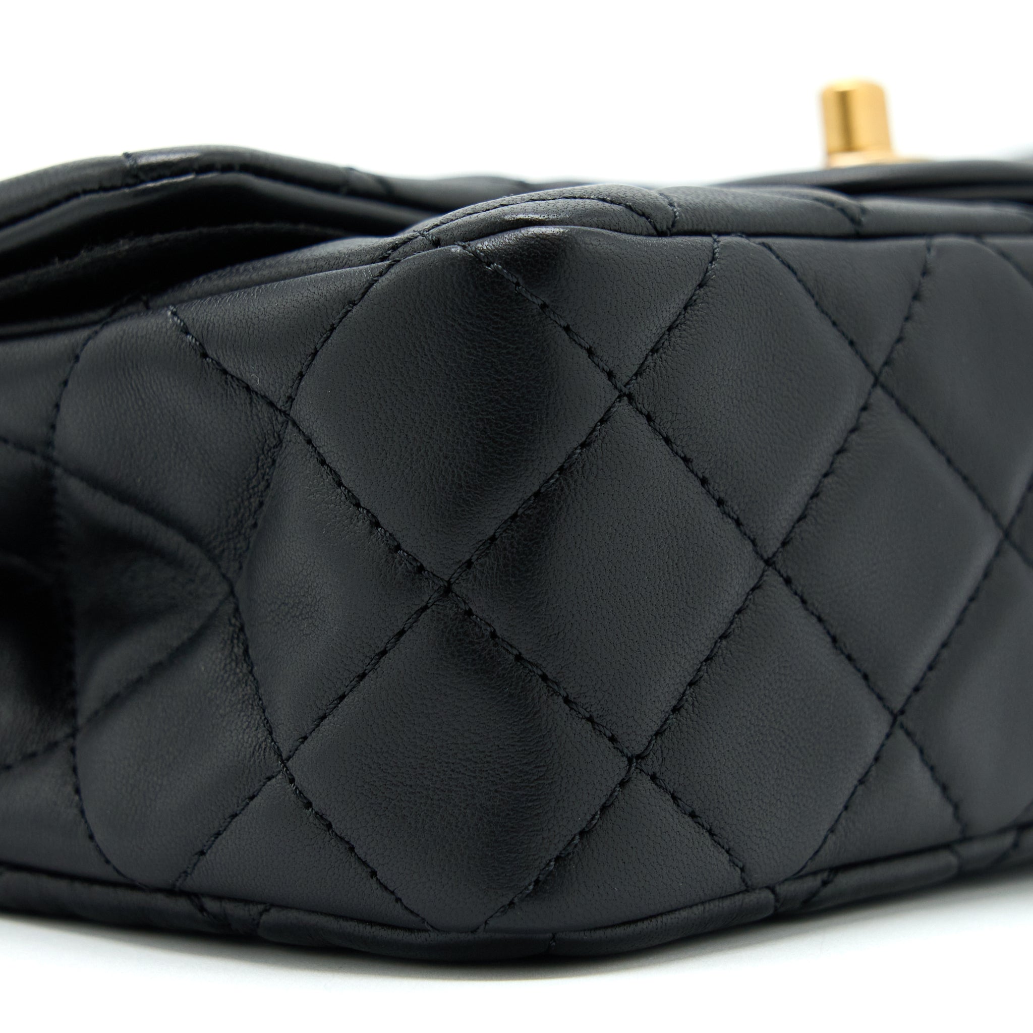 CHANEL PEARL CRUSH MINI RECTANGULAR LAMBSKIN BLACK WITH GHW (MICROCHIP)