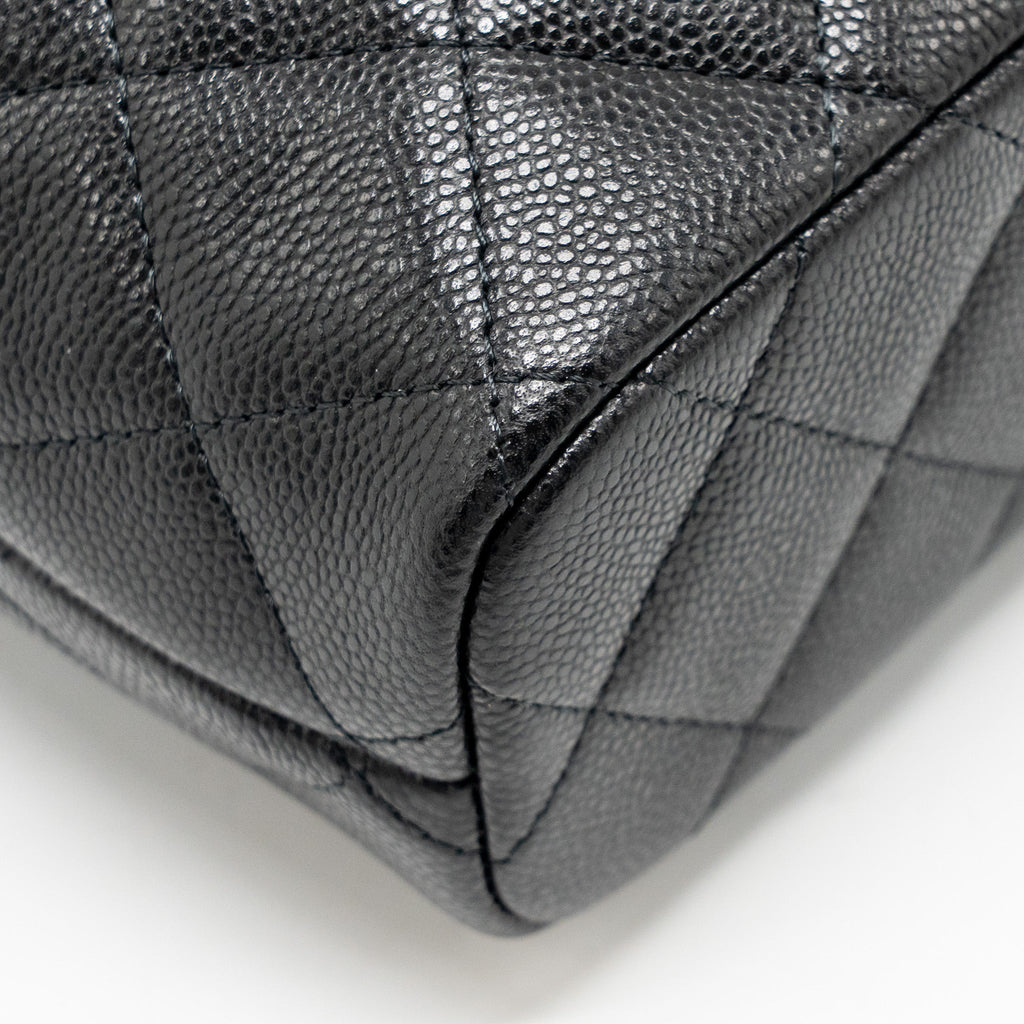 CHANEL QUILTED HOBO BAG WITH CHAIN CAVIAR BLACK LGHW (MICROCHIP)