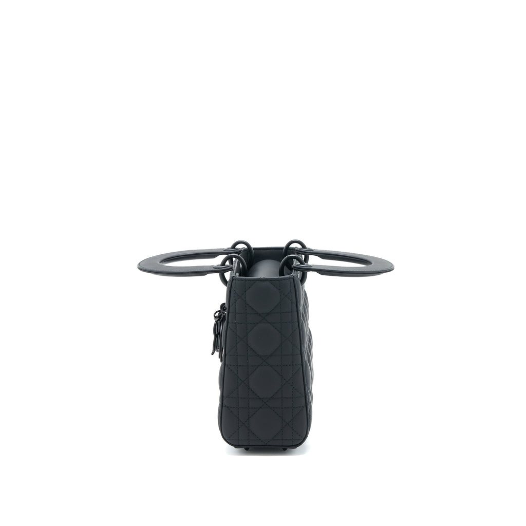 DIOR SMALL LADY DIOR CALFSKIN SO BLACK WITH BLACK HARDWARE