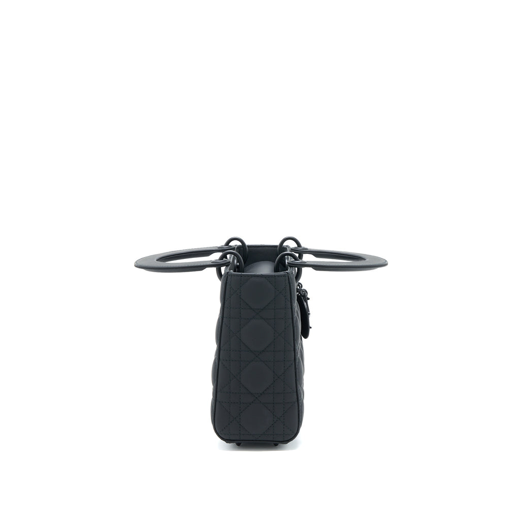 DIOR SMALL LADY DIOR CALFSKIN SO BLACK WITH BLACK HARDWARE