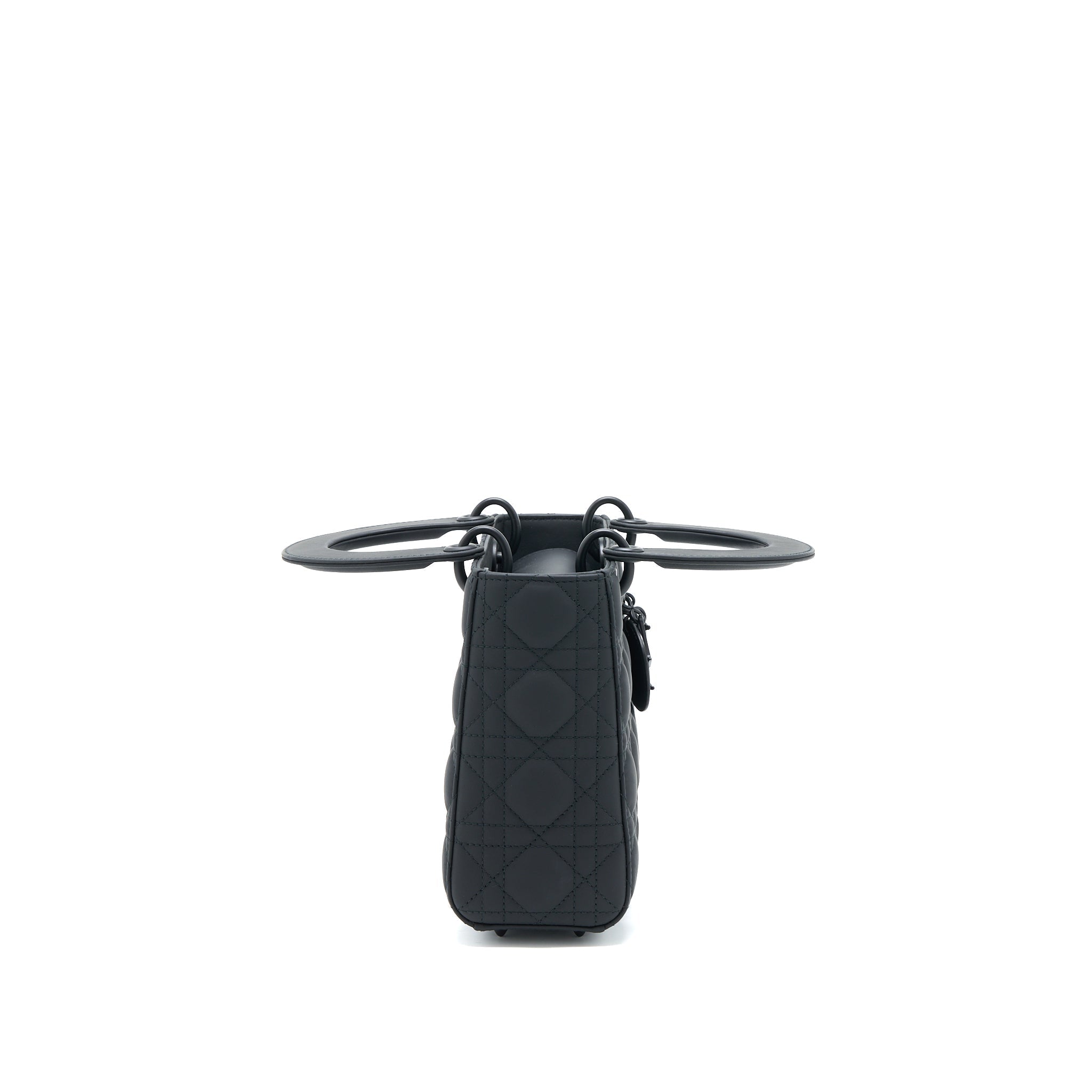 DIOR SMALL LADY DIOR CALFSKIN SO BLACK WITH BLACK HARDWARE
