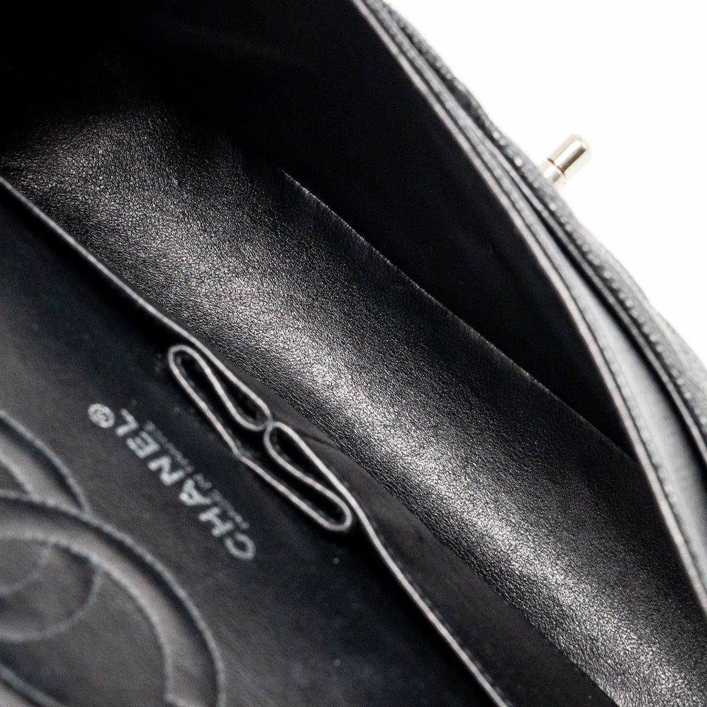 CHANEL MEDIUM CLASSIC DOUBLE FLAP BAG CAVIAR BLACK SHW