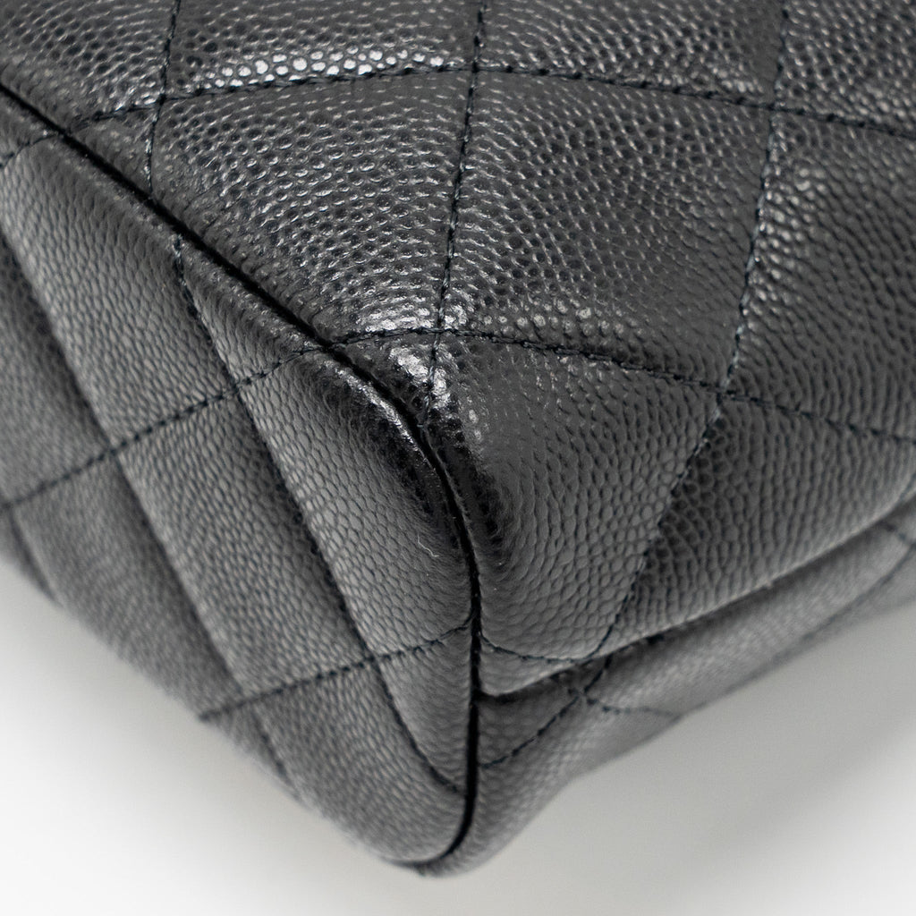 CHANEL QUILTED HOBO BAG WITH CHAIN CAVIAR BLACK LGHW (MICROCHIP)