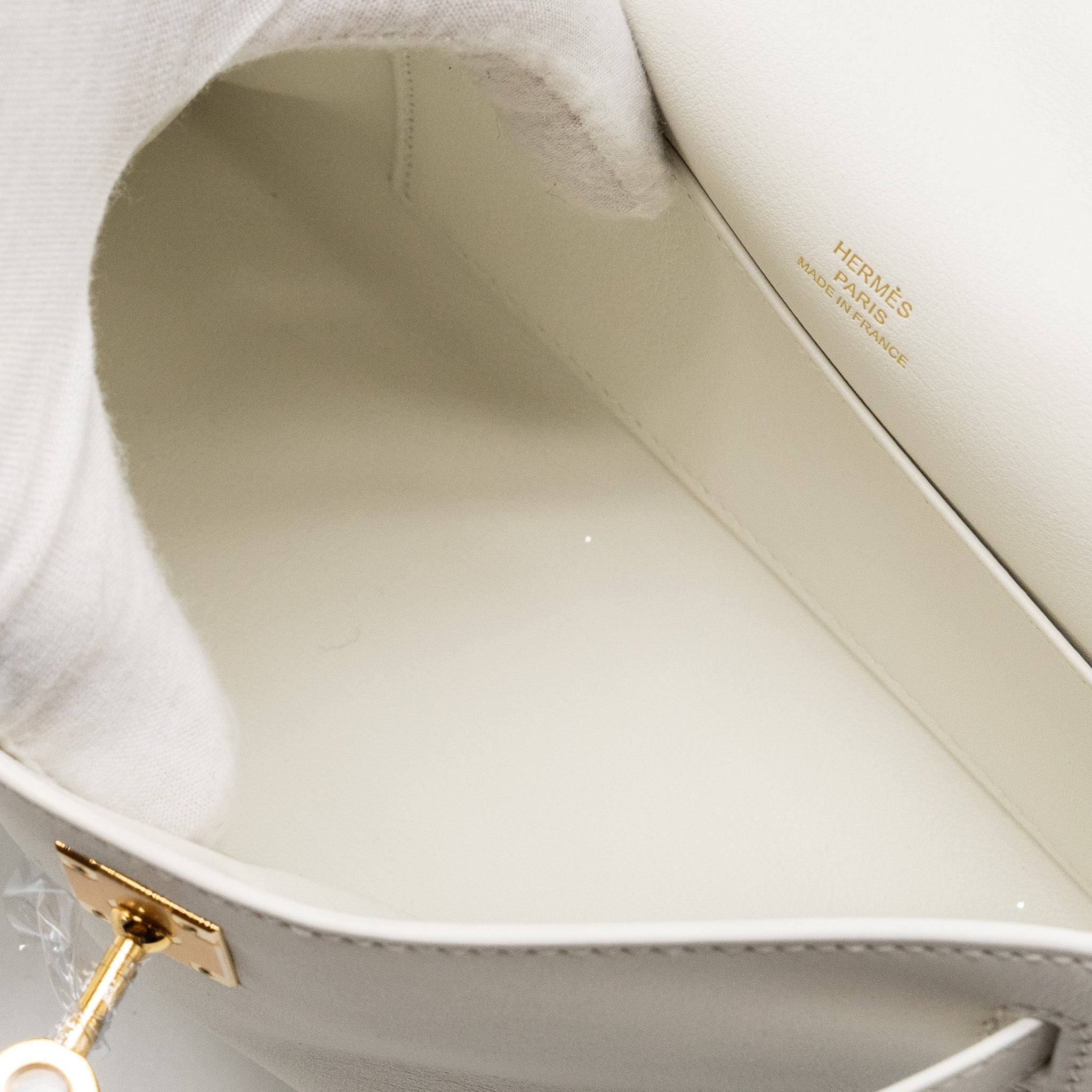 HERMES KELLY POCHETTE SWIFT 01 BLANC GHW