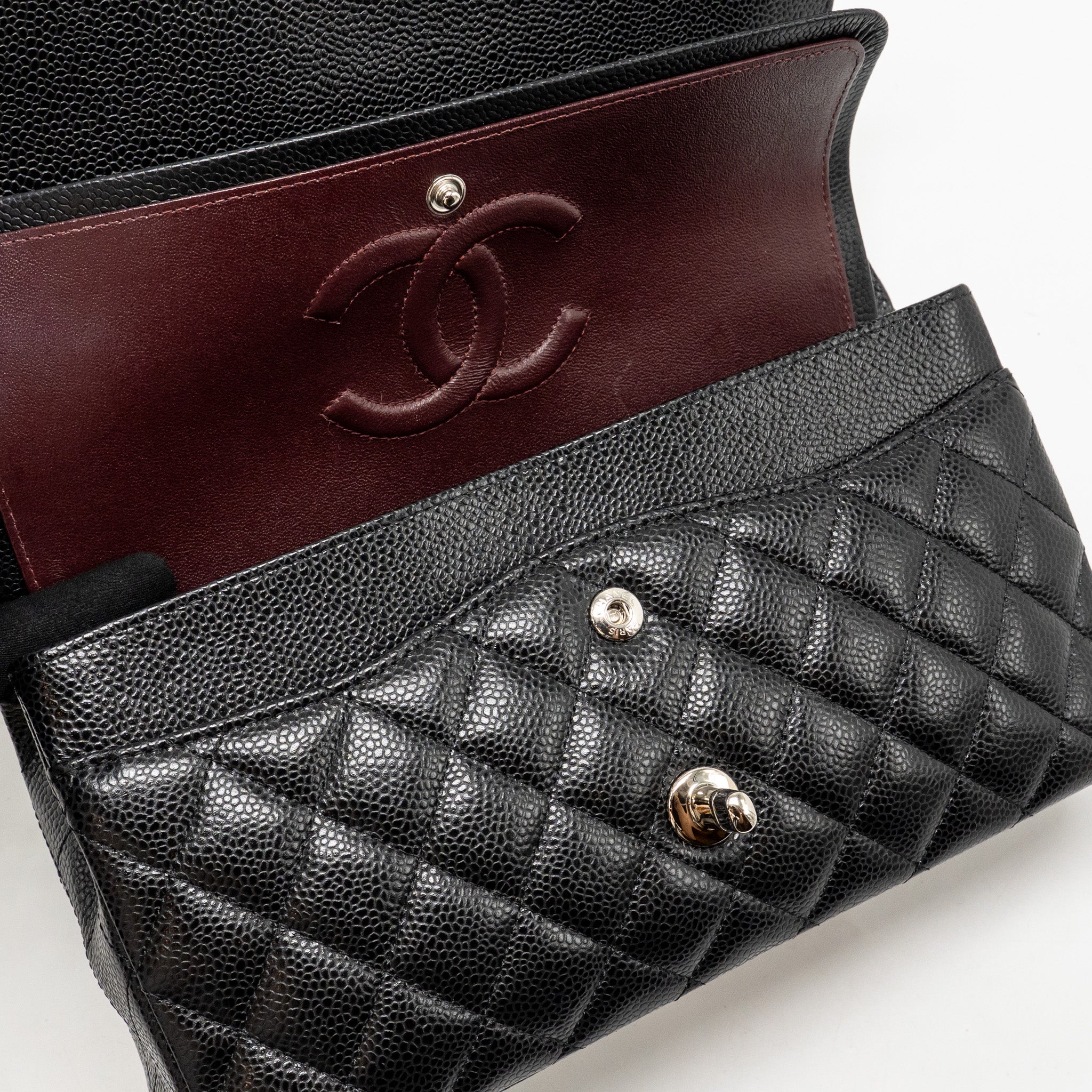 CHANEL MEDIUM CLASSIC DOUBLE FLAP BAG CAVIAR BLACK SHW