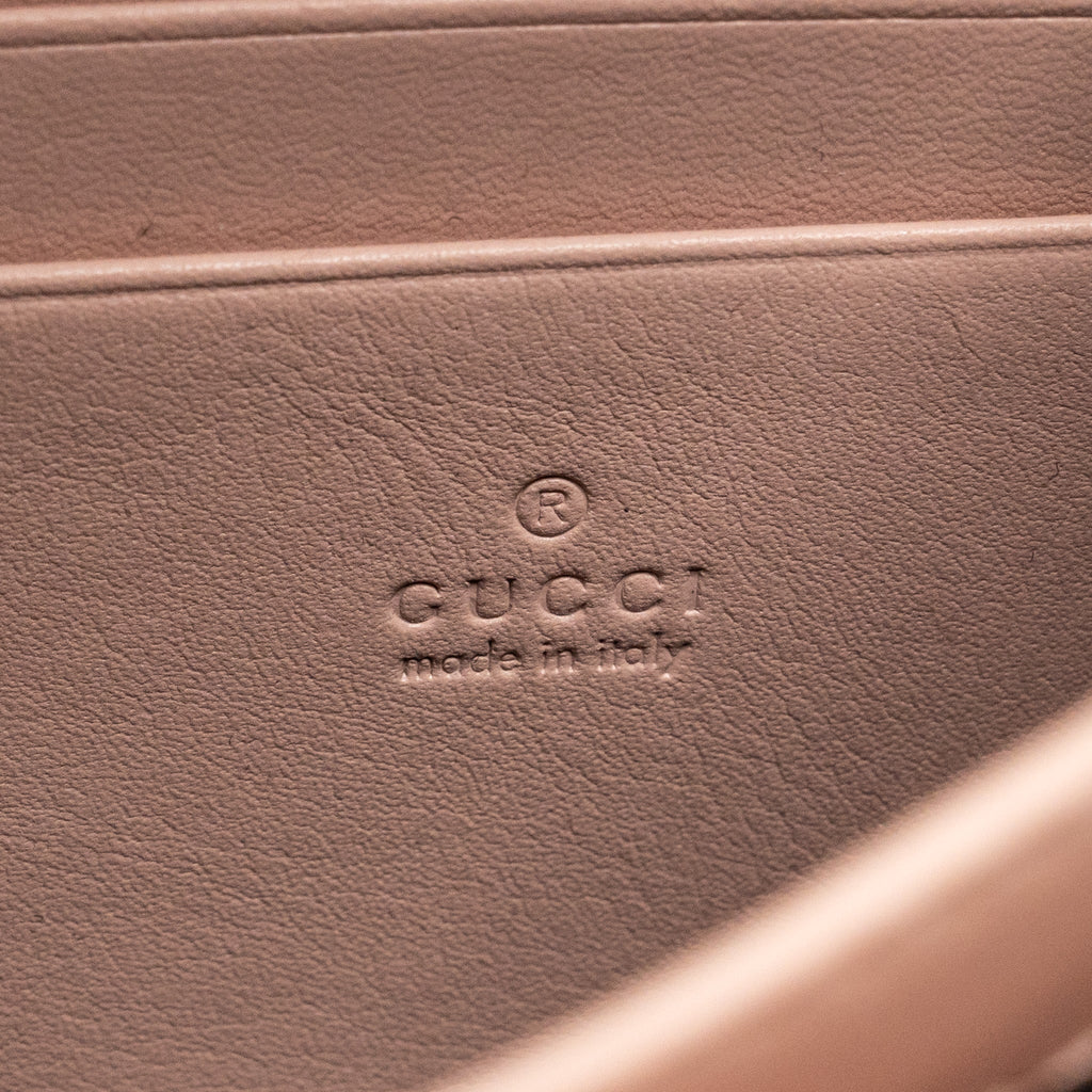 GUCCI GG MARMONT WALLET ON CHAIN CALFSKIN PINK GHW