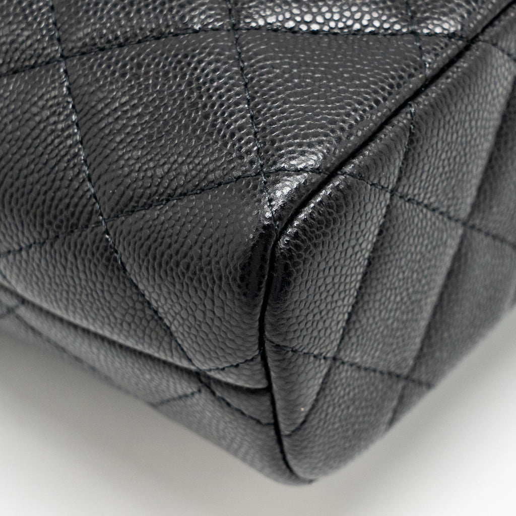 CHANEL QUILTED HOBO BAG WITH CHAIN CAVIAR BLACK LGHW (MICROCHIP)