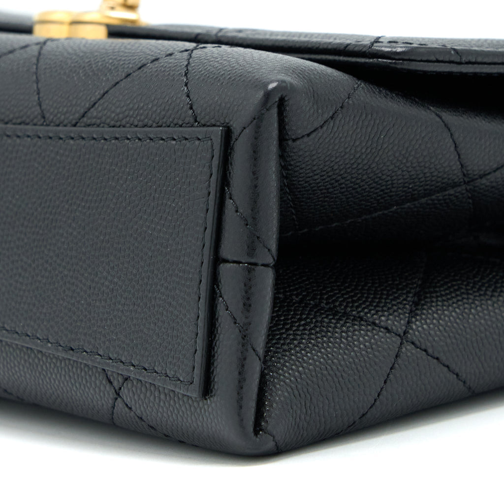 CHANEL DETAIL CHAIN FLAP BAG GRAINED CALFSKIN BLACK GHW (MICROCHIP)