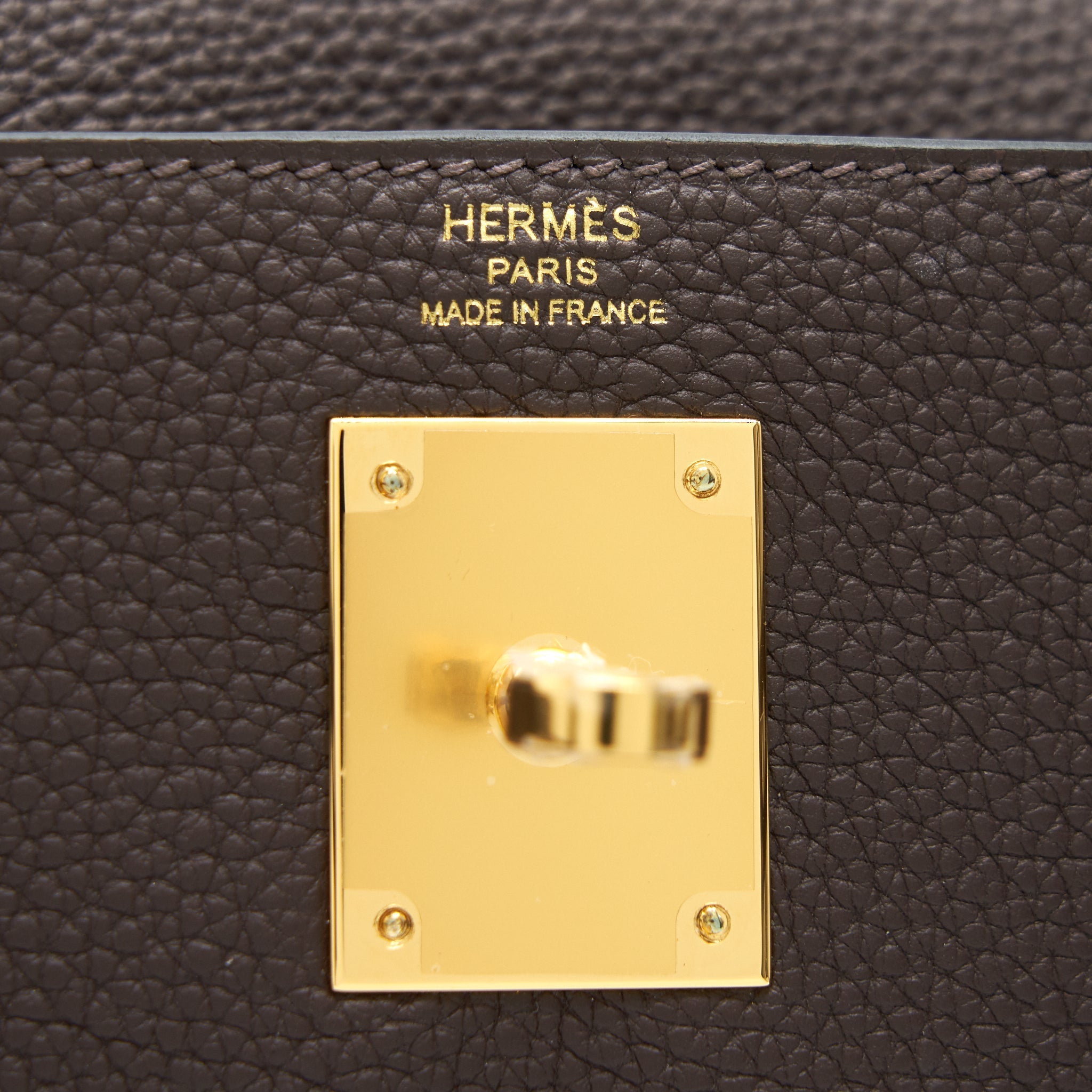 HERMES KELLY 28 CHOCOLATE GHW TOGO LEATHER