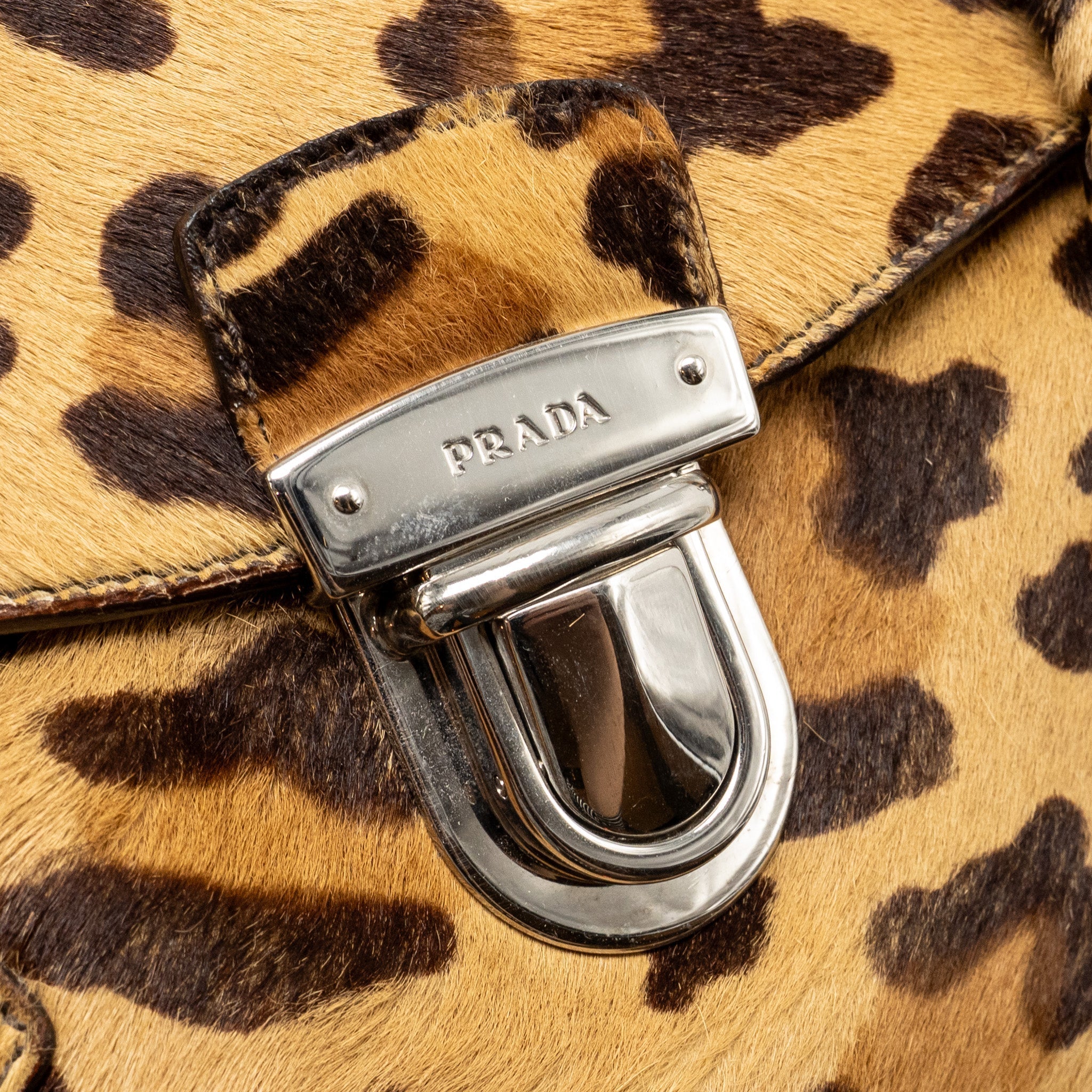 PRADA LEOPARD PRINT SHOULDER BAG PONYHAIR MULTICOLOURED SHW