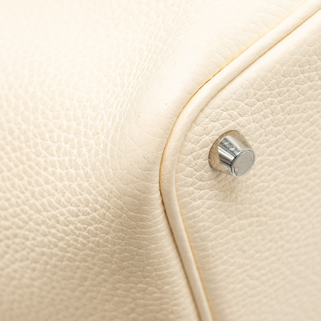 HERMES PICOTIN 18 LOCK BAG CLEMENCE/OSTRICH HANDLE NATA/JAUNE CITRON SHW