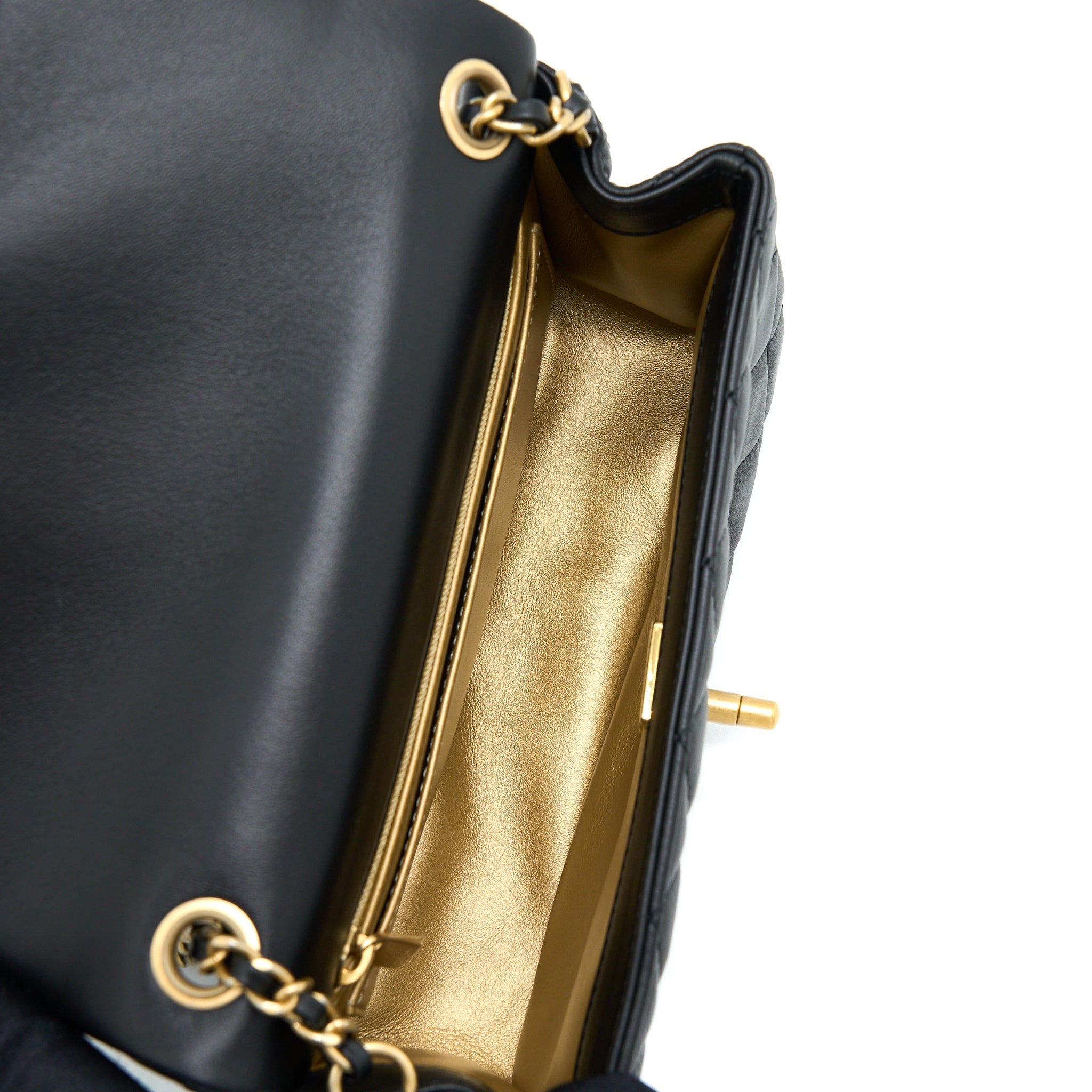 CHANEL PEARL CRUSH MINI RECTANGULAR LAMBSKIN BLACK WITH GHW (MICROCHIP)